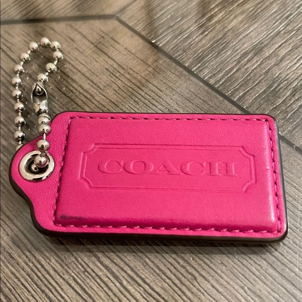 Coach Pink - Fuchsia Large Hangtag Leather Keychain